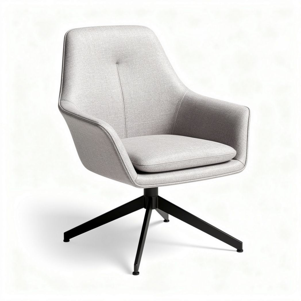 Sedia girevole in tessuto grigio con base nera 70 x 70 x 85cm