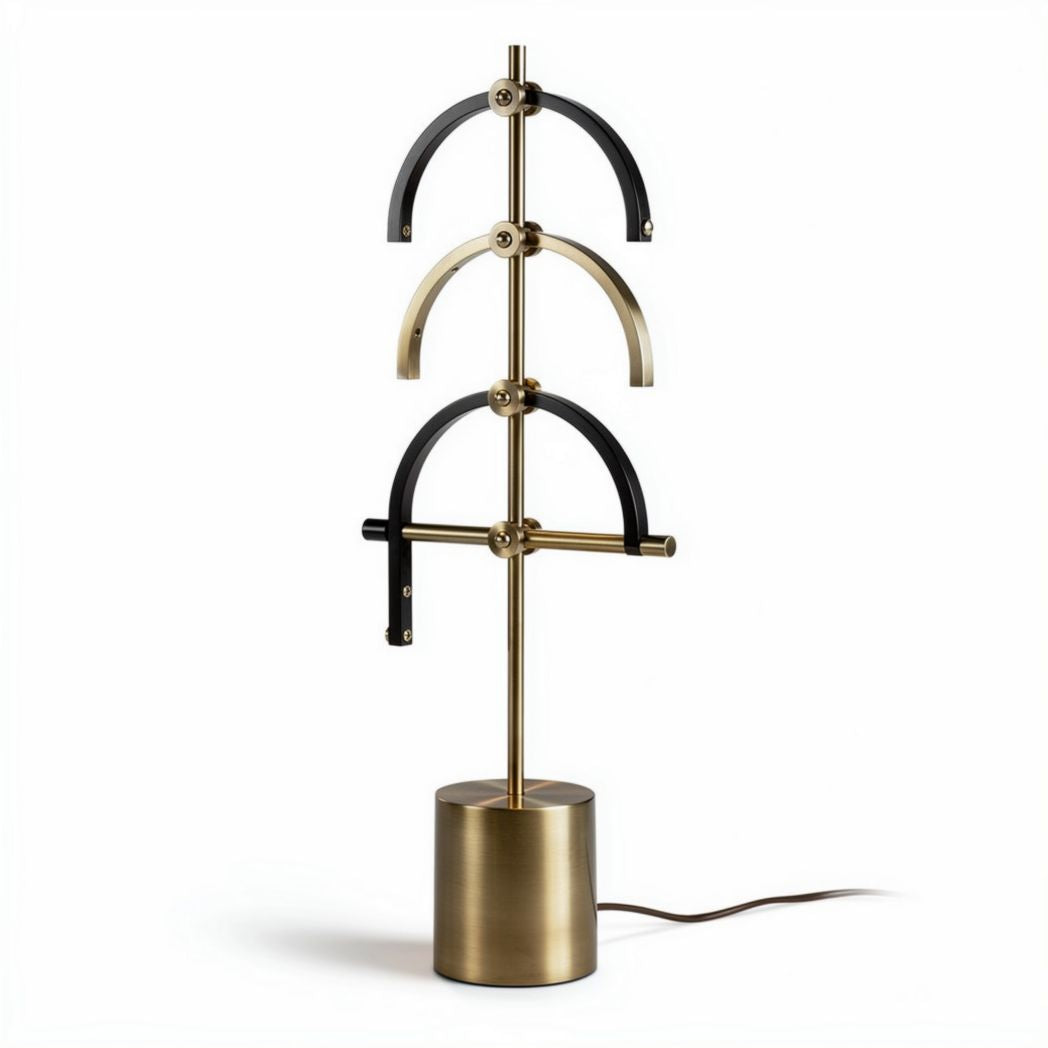 Lampada da tavolo in ottone e legno con design moderno 30 x 20 x 70cm