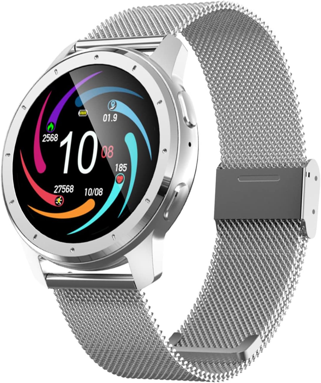 Kmccd - Smart Watch da uomo, multifunzionale, con schermo Fulltouch da 1,3, impermeabile, per Android/iOS, fitness tracker con cardiofrequenzimetro/pressione sanguigna/monitoraggio del sonno