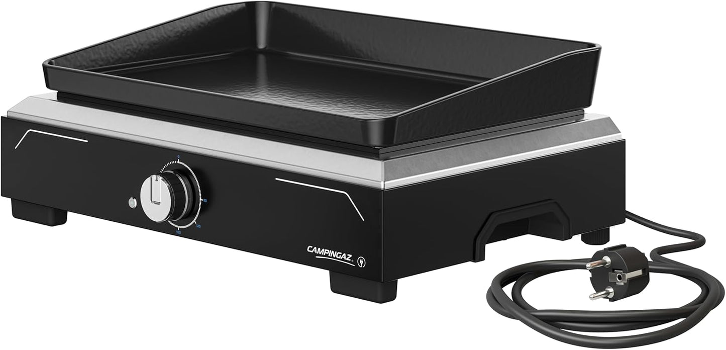 Campingaz Plancha Electric 1 XD | Barbecue Elettrico Indoor Outdoor con Copertura | Piastra Plancha-Teppanyaki | Barbecue da Balcone Portatile| Rivestimento Antiaderente | Ghisa |2500 W