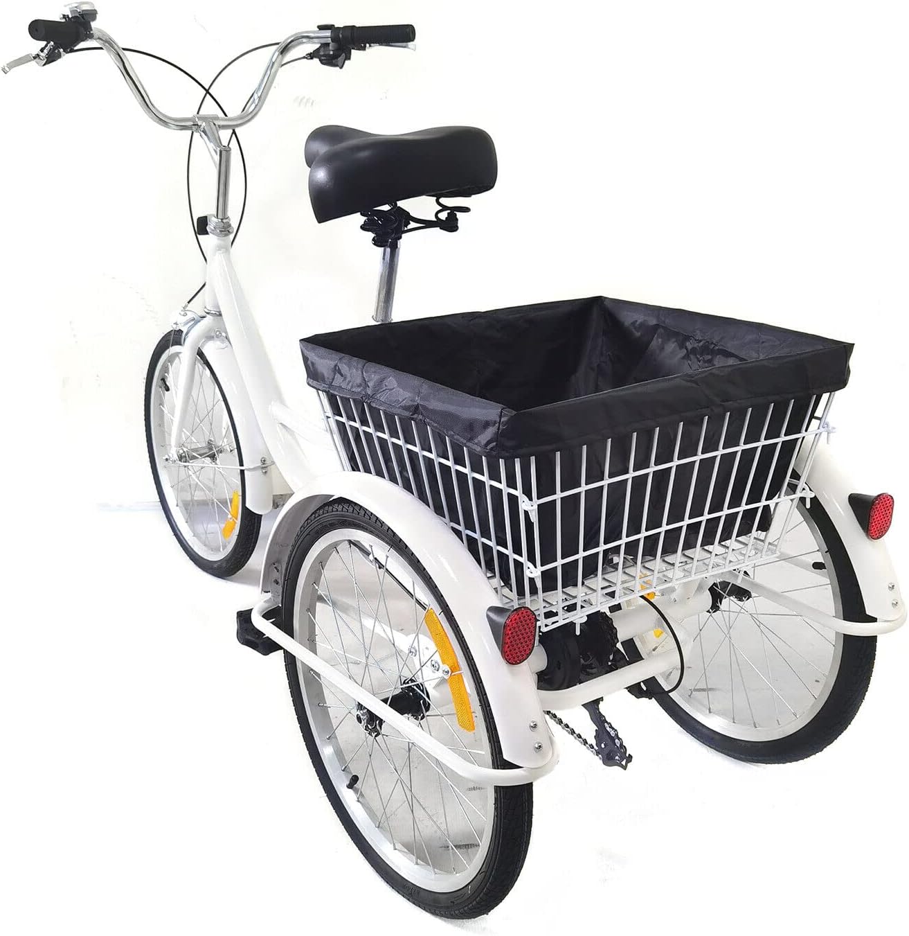 20/24 pollici triciciclo per adulti, 3 ruote a 8 marce, bicicletta a 3 ruote con cestino per la spesa, bicicletta cargo per adulti, anziani e donne, altezza regolabile