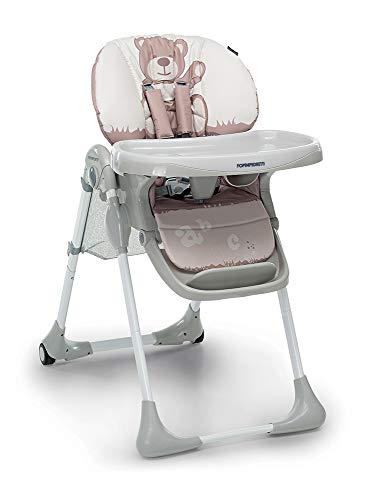 Foppapedretti Seggiolone Meeting, bambini da 6 mesi a 3 anni (fino a 15 Kg), Seduta/Poggiapiedi/Schienale Regolabili, Cesto Porta Oggetti, Stabile e Confortevole, con Imbottitura Lavabile, Teddy : Prima infanzia(AUGH)
