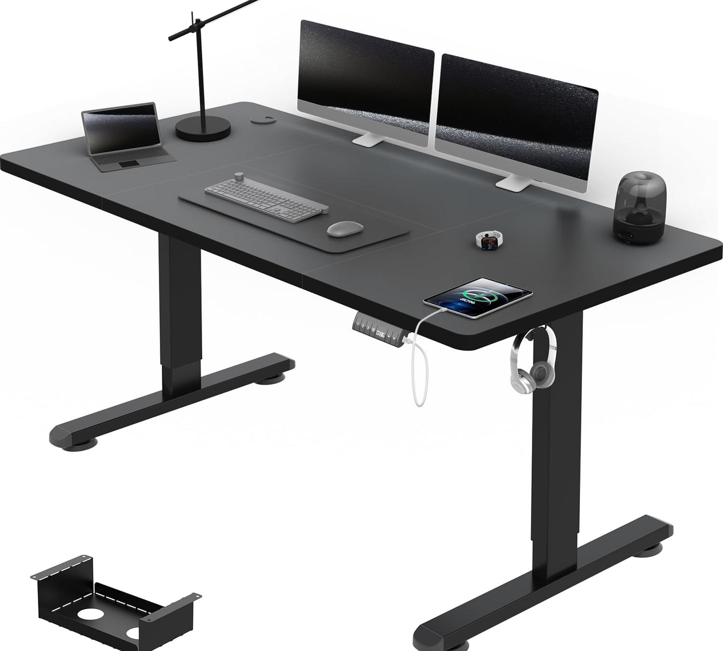 Airfish Scrivania Regolabile in Altezza 200x80, Scrivania Ufficio con Promemoria per la sedentariet, Standing Desk con Funzione di Memoria con Altezze, Nero