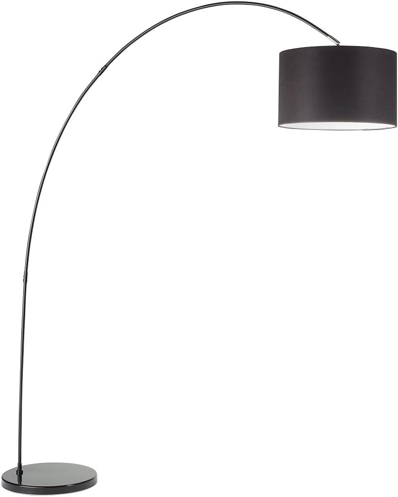 Floor lamp model 6304N Perenz This floor lamp is made with a white painted metal frame and fabric shade Black