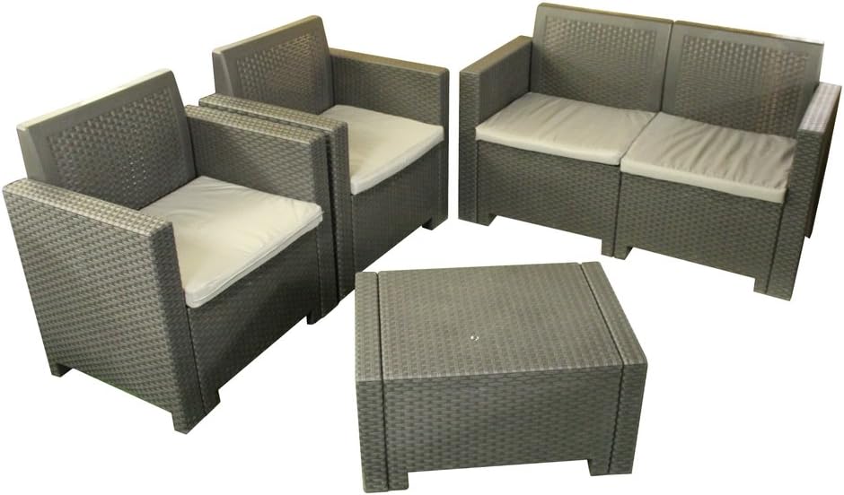 Bica 9027.4 Alabama Set of 2 Living Rooms, Anthracite, 119 x 74 x 57 cm, 281 x 155 x 79 cm