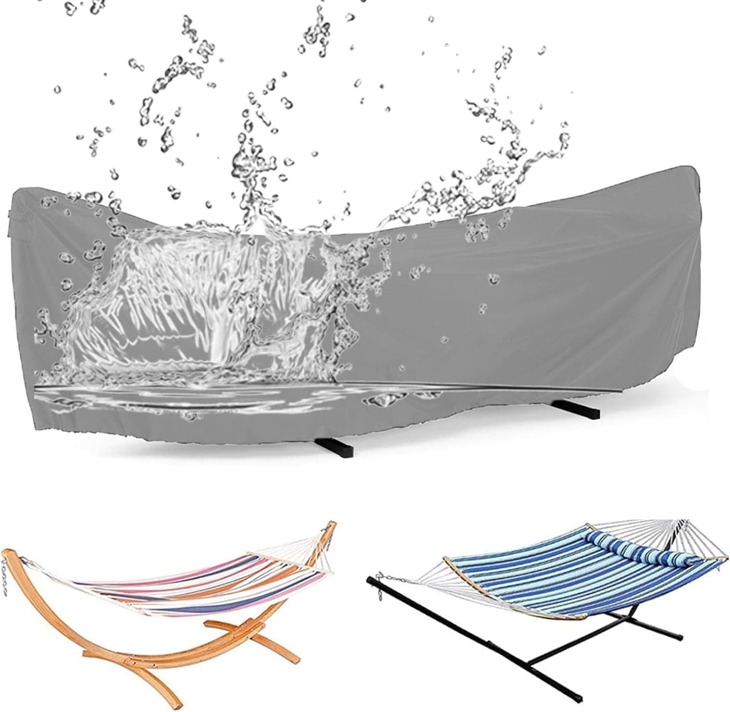 Copertura antipioggia impermeabile per amaca 210D, copertura di ricambio per amache doppie con supporto, resistente ai raggi UV e al vento, dimensioni 446 x 140 x 97 cm, ideale per il campeggio