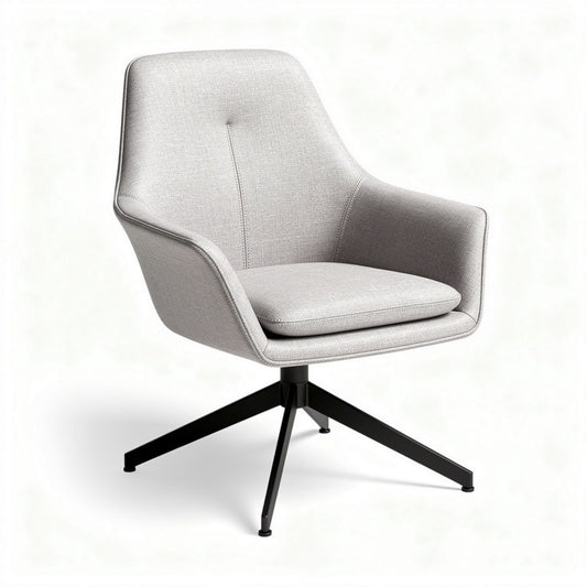 Sedia girevole in tessuto grigio con base nera 70 x 70 x 85cm