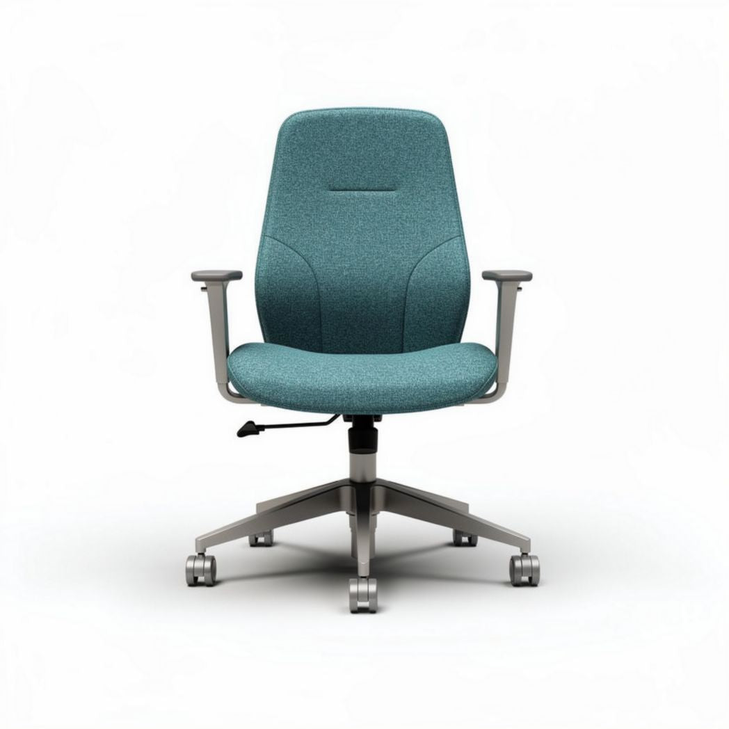 Sedia da ufficio regolabile in tessuto blu con braccioli e base in metallo 60 x 60 x 100cm
