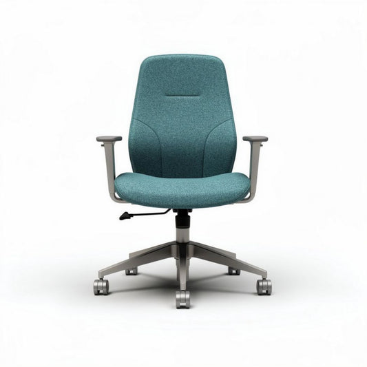 Sedia da ufficio regolabile in tessuto blu con braccioli e base in metallo 60 x 60 x 100cm