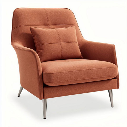 Poltrona moderna arancione in tessuto con cuscino 70 x 80 x 85cm