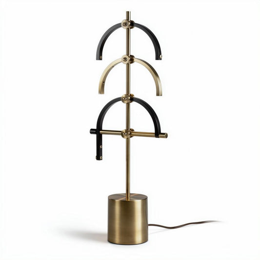 Lampada da tavolo in ottone e legno con design moderno 30 x 20 x 70cm