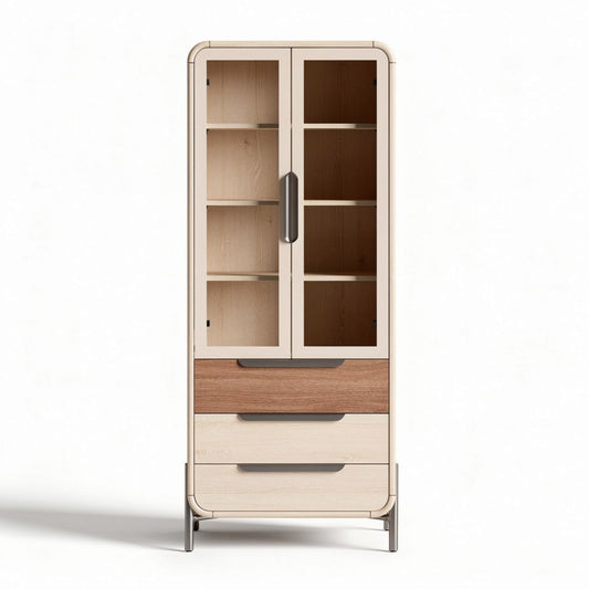 Armadio in legno con ante in vetro e cassetti dimensioni 80 x 40 x 200cm