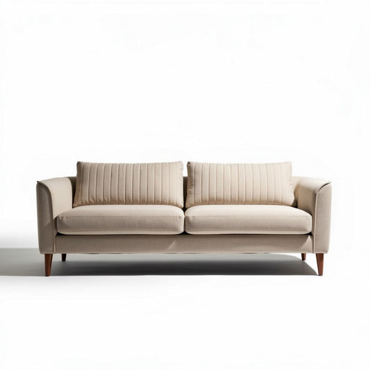 Divano beige a due posti in tessuto con cuscini 180 x 85 x 75cm