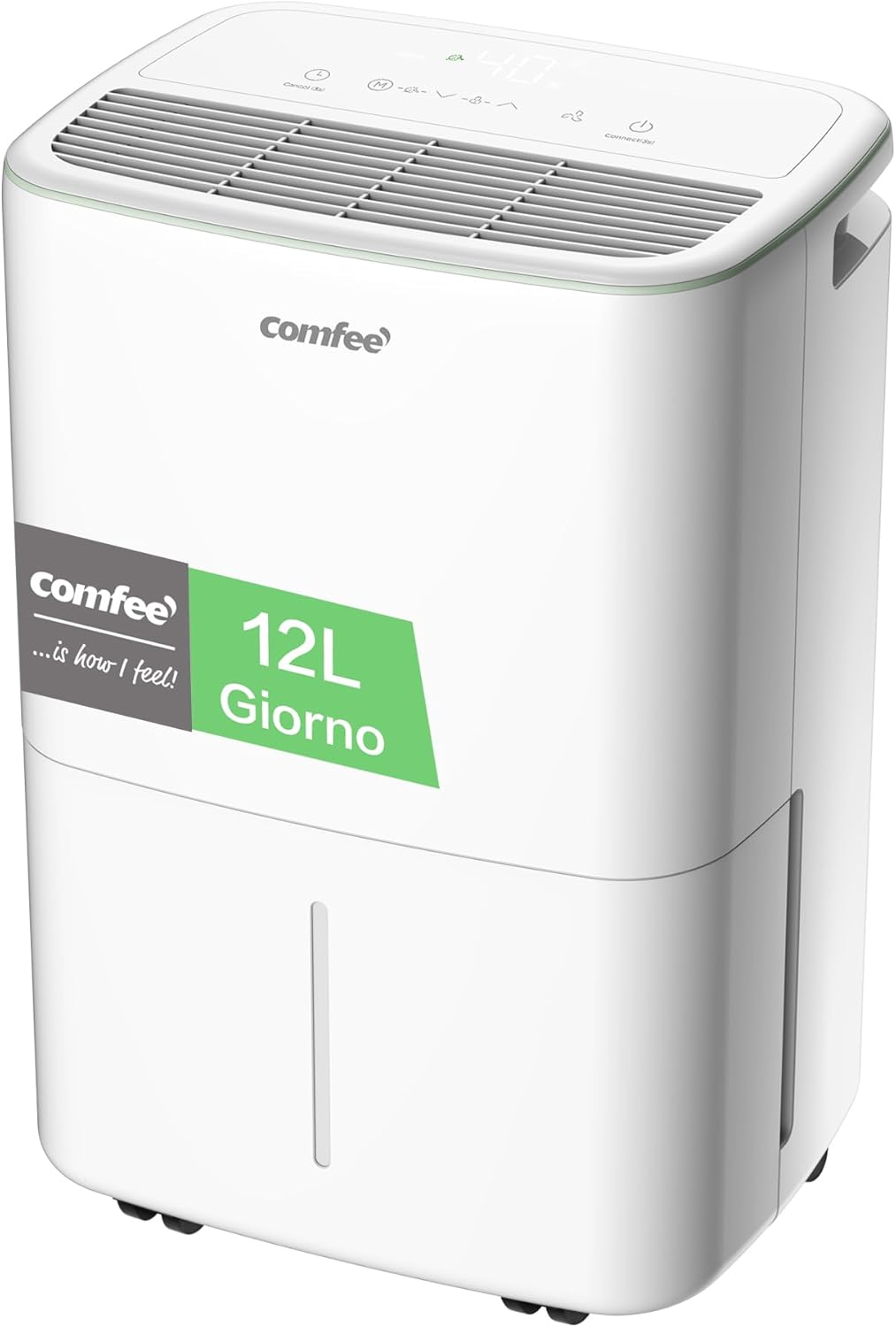 COMFEE' Deumidificatore Casa Muffa 12L/24h, Adatto fino a 20㎡, Tanica da 2.5L, Poco rumoroso, Ruote Piroettanti, Modalità dryer, Doppio drenaggio,Timer, Protezione antitrabocco, CDDOE-12DEN7-QA3（EU）