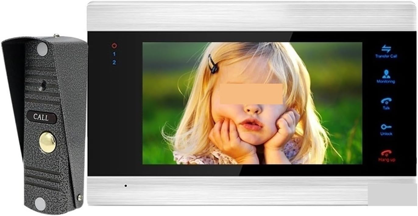 Videocitofono Da 7 per Del'appartamento For La Protezione a Sicurezza Domestica Esterno Campanello Video Domestico Audio Bidirezionale(P201S1M706B1-Add 32G TF Card)
