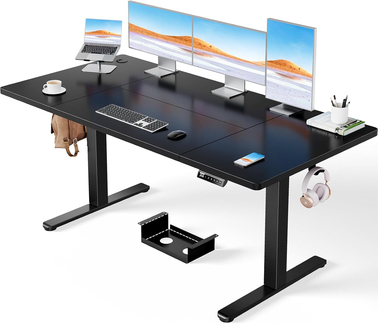 ErGear Scrivania elettrica regolabile in altezza, 160 x 80 cm, portata 100 kg, con motore senza spazzole avanzato, funzione silenziosa, robusto telaio in metallo